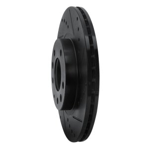 Mazda MX-5 Miata Brake Rotor (1) - Front Right - R1 Concepts - Drilled & Slotted - Black - `06-`15